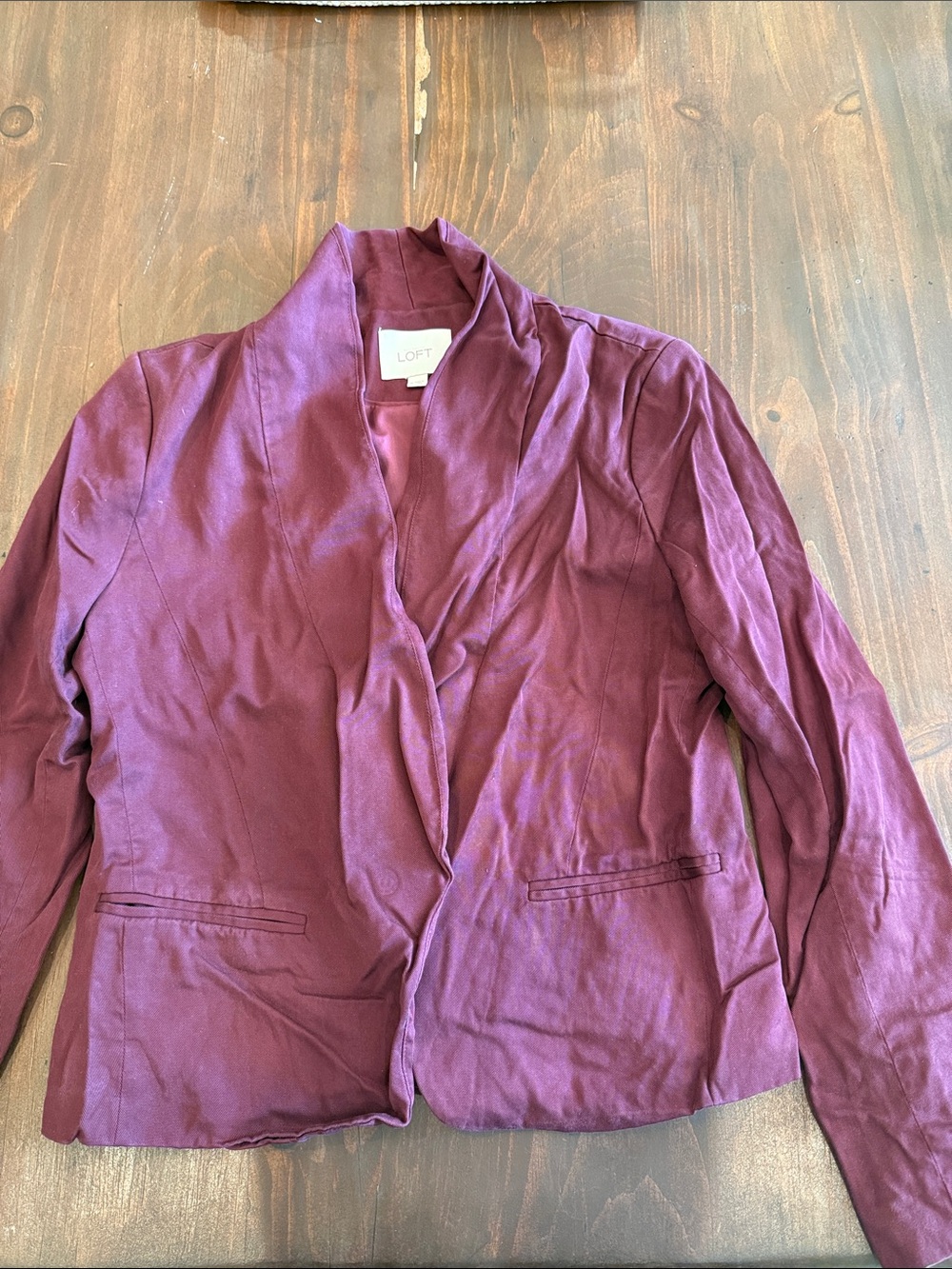 LOFT Women's Plum Open-Front Collarless Blazer